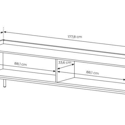 Široký TV stolík 181 cm MATION - dub scandi / béžový