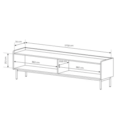 Široký TV stolík 181 cm MATION - dub scandi / béžový