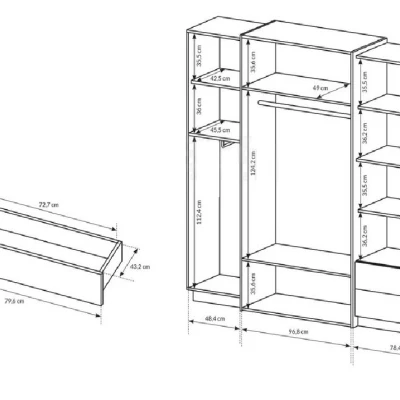 Veľká šatníková skriňa 230 cm SYLVANIA - dub kraft zlatý / biela