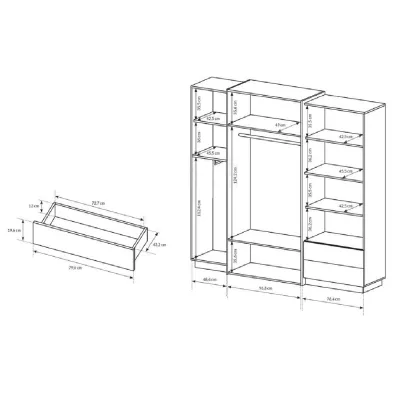 Veľká šatníková skriňa 230 cm SYLVANIA - dub kraft zlatý / biela