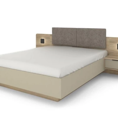Nábytok do spálne s posteľou 160x200 PRATTVILE - dub terra / šedý + LED osvetlenie ZDARMA