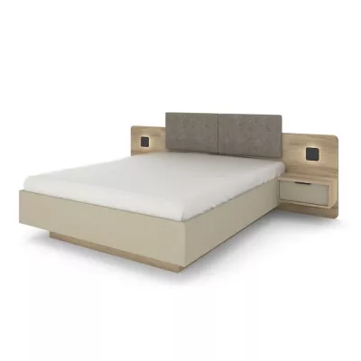 Nábytok do spálne s posteľou 160x200 PRATTVILE - dub terra / šedý + LED osvetlenie ZDARMA