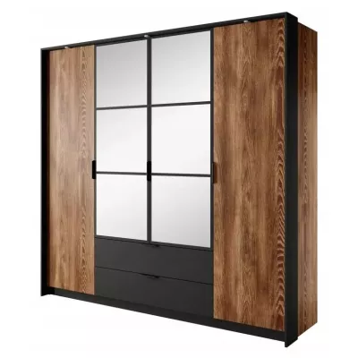 Zostava do spálne s posteľou 160x200 CALERA - gaštan / anracitová + LED osvetlenie ZDARMA