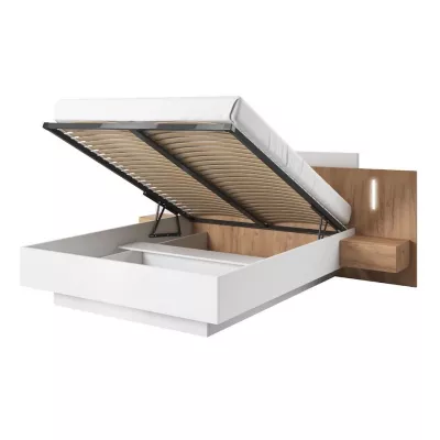 Zostava do spálne s posteľou 160x200 SYLVANIA 1 - dub kraft zlatý / biela + LED osvetlenie ZDARMA