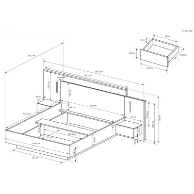 Zostava do spálne s posteľou 160x200 SYLVANIA 1 - dub kraft zlatý / biela + LED osvetlenie ZDARMA