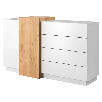 Zostava do spálne s posteľou 160x200 SYLVANIA 1 - dub kraft zlatý / biela + LED osvetlenie ZDARMA