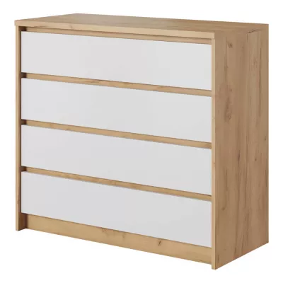 Zostava do spálne s posteľou 160x200 HELFIN 1 - dub kraft zlatý / biela + LED osvetlenie ZDARMA