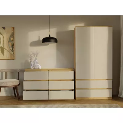 Široká komoda so zásuvkami TAAVI - dub artisan / kašmír