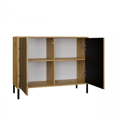 Komoda s dvierkami ELBA - dub artisan / čierna