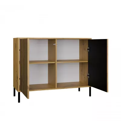 Komoda s dvierkami ELBA - dub artisan / čierna