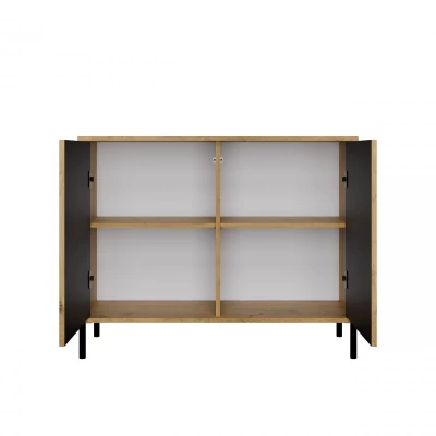 Komoda s dvierkami ELBA - dub artisan / čierna