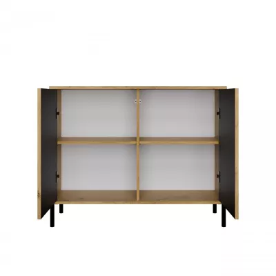 Komoda s dvierkami ELBA - dub artisan / čierna