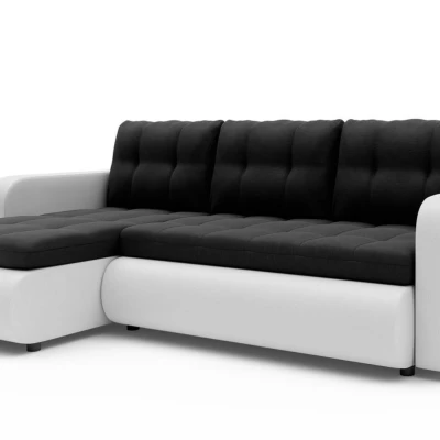 Rozkladacia sedačka s úložným priestorom SANILA - biela ekokoža / antracitová