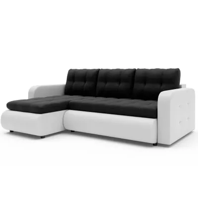 Rozkladacia sedačka s úložným priestorom SANILA - biela ekokoža / antracitová