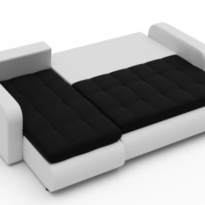 Rozkladacia sedačka s úložným priestorom SANILA - biela ekokoža / antracitová