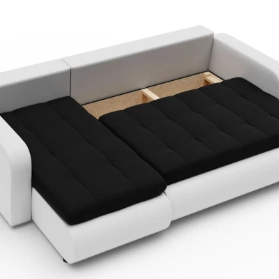 Rozkladacia sedačka s úložným priestorom SANILA - biela ekokoža / antracitová