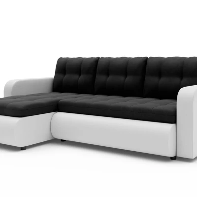 Rozkladacia sedačka s úložným priestorom SANILA - biela ekokoža / čierna