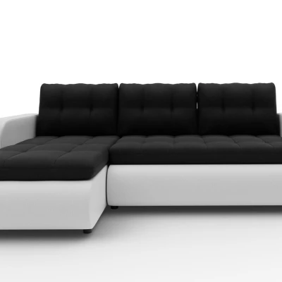 Rozkladacia sedačka s úložným priestorom SANILA - biela ekokoža / čierna