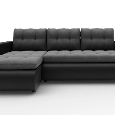 Rozkladacia sedačka s úložným priestorom SANILA - čierna ekokoža / šedá