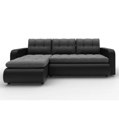 Rozkladacia sedačka s úložným priestorom SANILA - čierna ekokoža / šedá