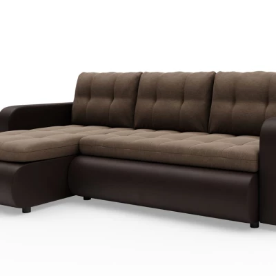 Rozkladacia sedačka s úložným priestorom SANILA - hnedá ekokoža / béžová