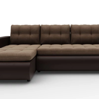 Rozkladacia sedačka s úložným priestorom SANILA - hnedá ekokoža / béžová