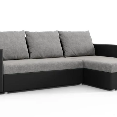 Rohová rozkladacia sedačka MOSREN - čierna ekokoža / šedá