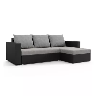 Rohová rozkladacia sedačka MOSREN - čierna ekokoža / šedá