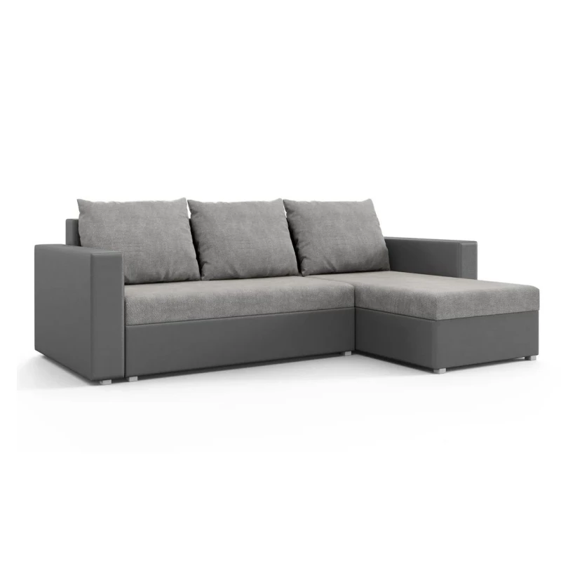 Rohová rozkladacia sedačka MOSREN - šedá ekokoža / šedá