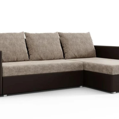 Rohová rozkladacia sedačka MOSREN - hnedá ekokoža / cappuccino