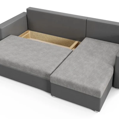 Rohová rozkladacia sedačka MOSREN - biela ekokoža / šedá