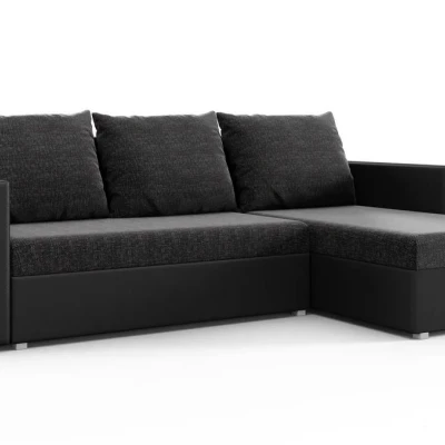 Rohová rozkladacia sedačka MOSREN - čierna ekokoža / čierna