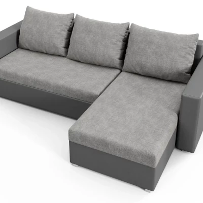 Rohová rozkladacia sedačka MOSREN - čierna ekokoža / čierna