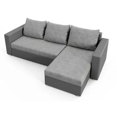 Rohová rozkladacia sedačka MOSREN - čierna ekokoža / čierna