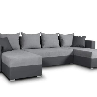 Rozkladacia sedačka do tvaru U MOSREN - šedá ekokoža / šedá