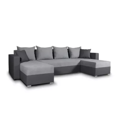 Rozkladacia sedačka do tvaru U MOSREN - šedá ekokoža / šedá