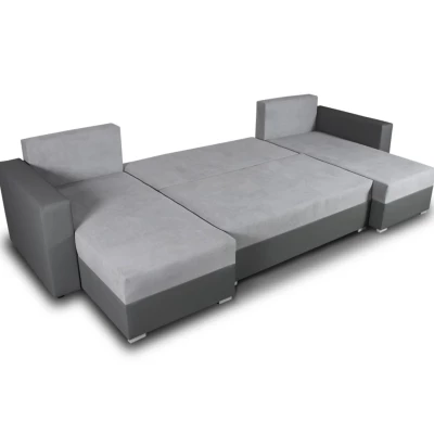 Rozkladacia sedačka do tvaru U MOSREN - šedá ekokoža / šedá