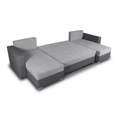 Rozkladacia sedačka do tvaru U MOSREN - šedá ekokoža / šedá