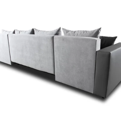 Rozkladacia sedačka do tvaru U MOSREN - šedá ekokoža / šedá