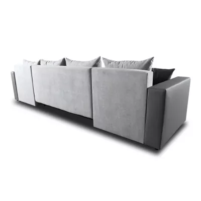 Rozkladacia sedačka do tvaru U MOSREN - šedá ekokoža / šedá