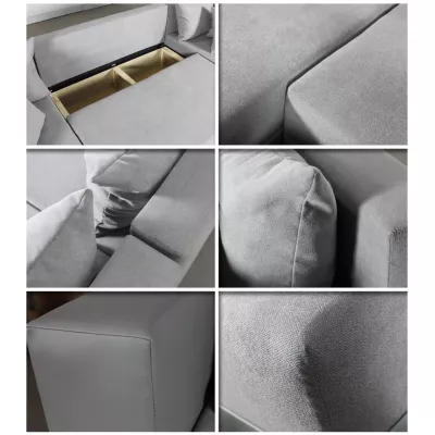 Rozkladacia sedačka do tvaru U MOSREN - šedá ekokoža / šedá