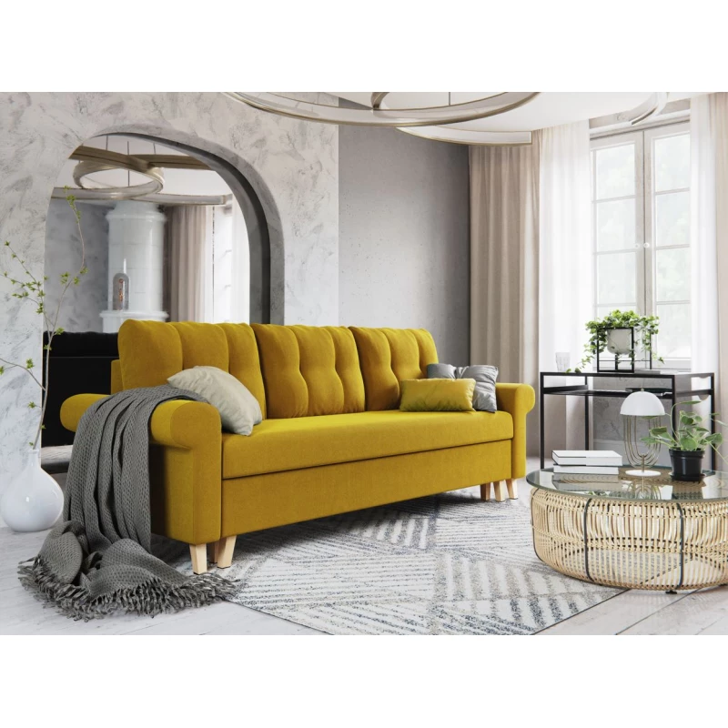 Trojmiestna rozkladacia pohovka NAFETA - žltá