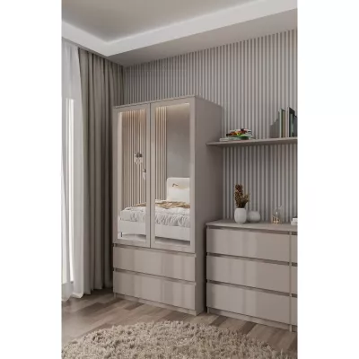 Šatníková skriňa do predsiene 90 cm so zrkadlom TAAVI - šedá