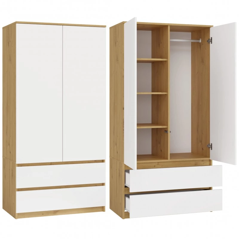Šatníková skriňa do predsiene 90 cm TAAVI - dub artisan / biela