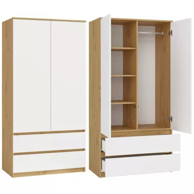 Šatníková skriňa do predsiene 90 cm TAAVI - dub artisan / biela