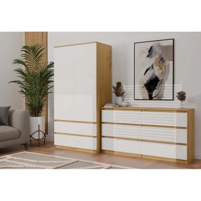 Šatníková skriňa do predsiene 90 cm TAAVI - dub artisan / biela