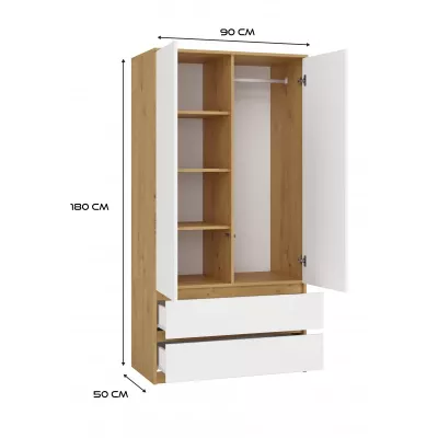 Šatníková skriňa do predsiene 90 cm TAAVI - dub artisan / biela
