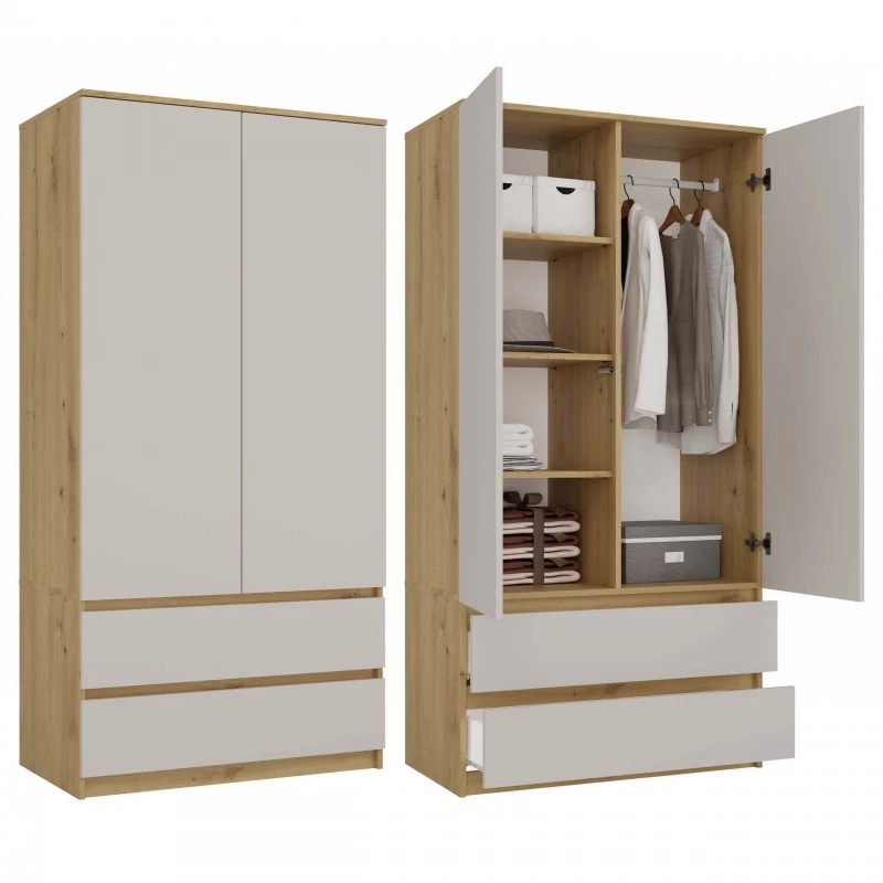 Šatníková skriňa do predsiene 90 cm TAAVI - dub artisan / kašmír