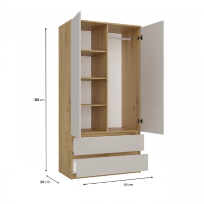 Šatníková skriňa do predsiene 90 cm TAAVI - dub artisan / kašmír