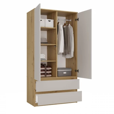 Šatníková skriňa do predsiene 90 cm TAAVI - dub artisan / kašmír